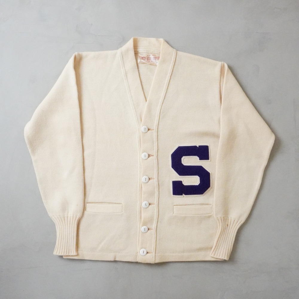 Vintage Nixon Company Letterman Cardigan Medium Mens 50s 40s Wool Varsity Cream
